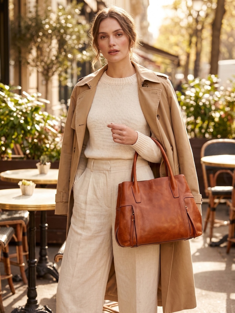 Cavalcanti Chestnut Leather Shoulder Tote